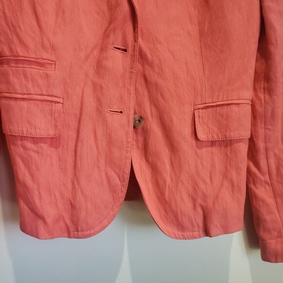 J Crew Schoolboy Blazer Women's 0 Peach Coral 2 Button Closure Lined - Picture 4 of 15